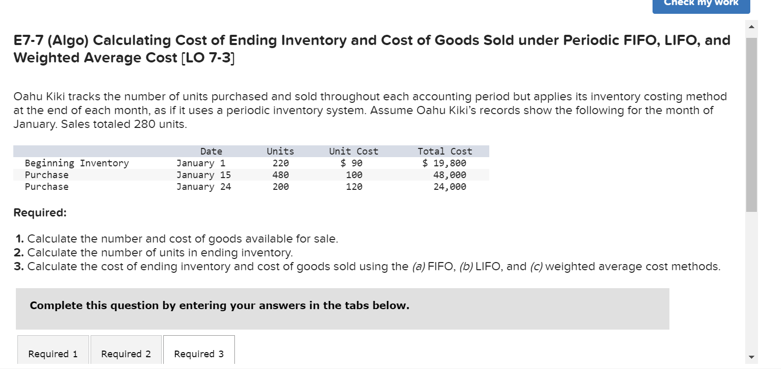 the tabs below. Required 1 Required 2 Required 3 Calculate the cost