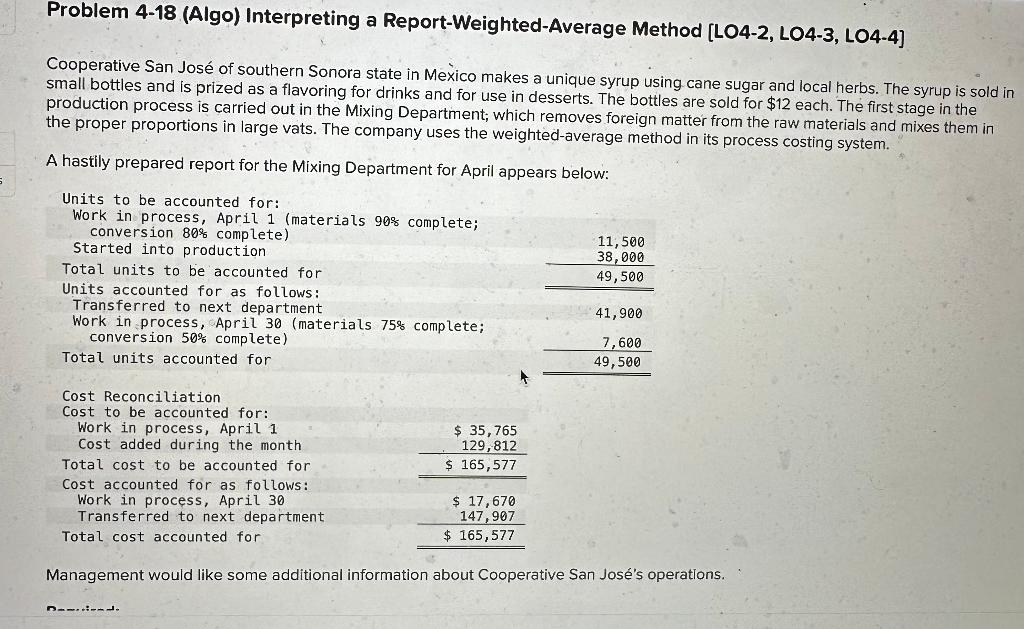1. What were the Mixing Department's equivalent units of production for materials