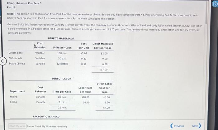 Comprehensive Problem 5 Part B: Note: This section is a continuation from