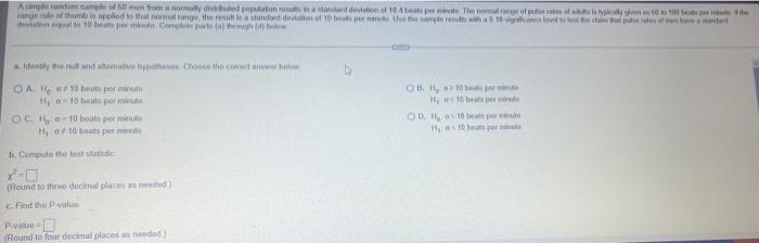 A simple random sample of 50 men from a normally distributed population