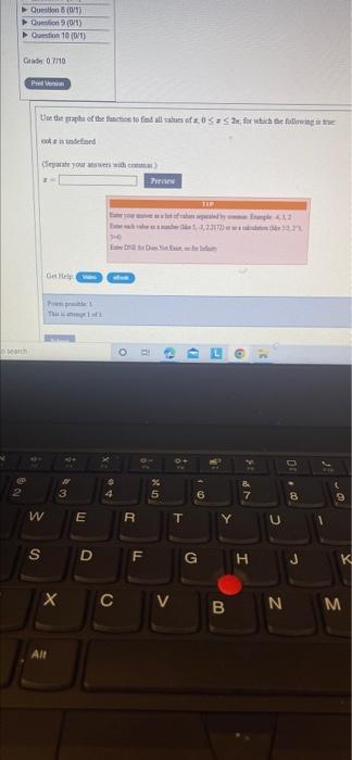 Question 8 (0/1) Question 9 (0/1) Question 10 (0/1) Grade: 07710 Use