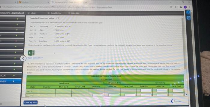 Homework (Application) Perpetual inventory using tro Apc 19 J30 A Nov 15