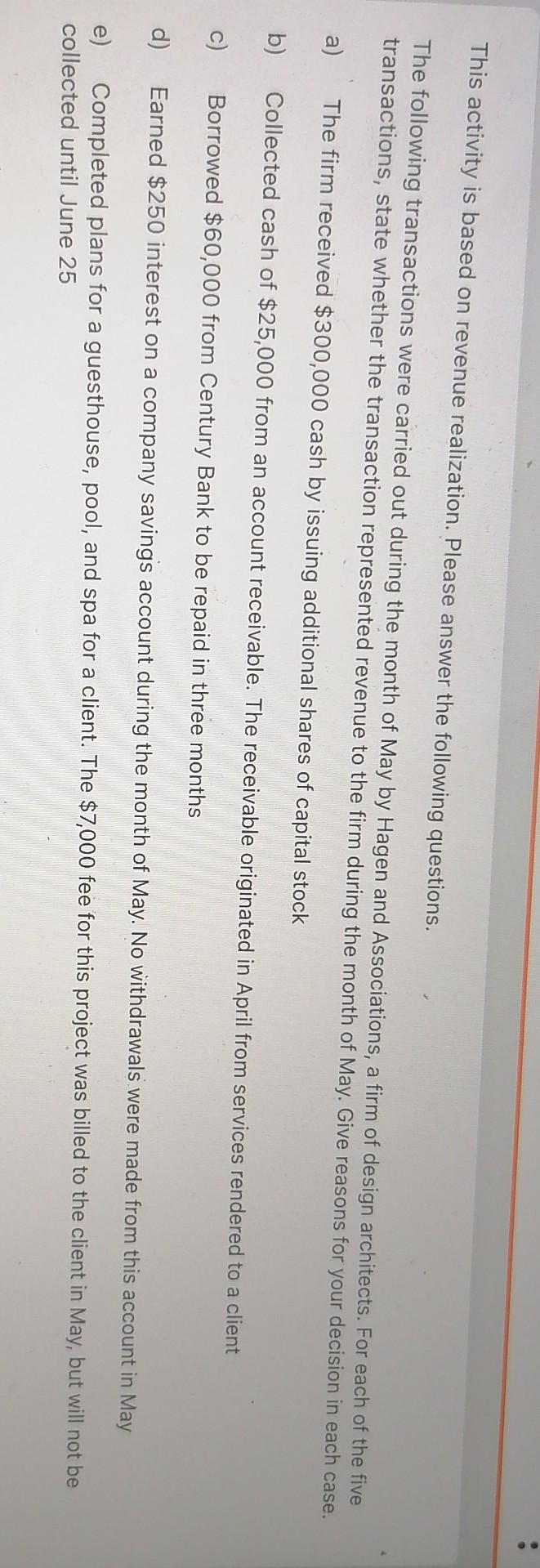 the following scenarios, and answer accordingly; On May 26, Breeze Camp Ground