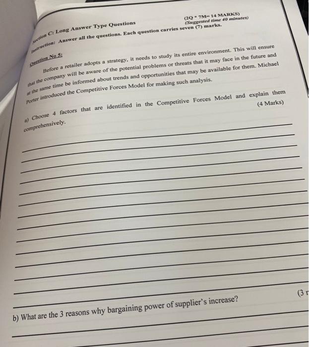 Section C: Long Answer Type Questions (20 7M-14 MARKS) (Suggested time 40