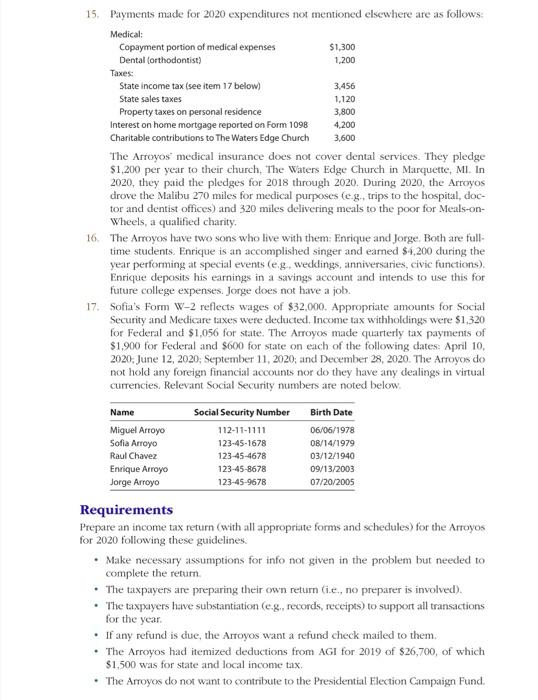 file a joint tax return each year. 1. Miguel represents several national