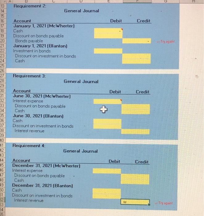 2021 [McWherter] 18 Cash 19 Discount on bonds payable 20 Bonds payable