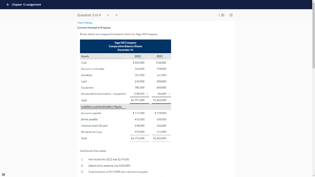 Chapter 12 assignment Question 3 of 4 View Policies Current Attempt in