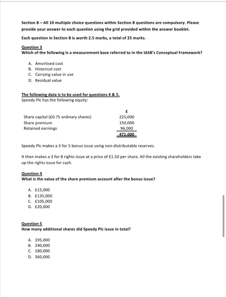 Section B - All 10 multiple choice questions within Section B questions