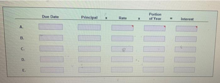 due date and the amount of interest due at maturity on the