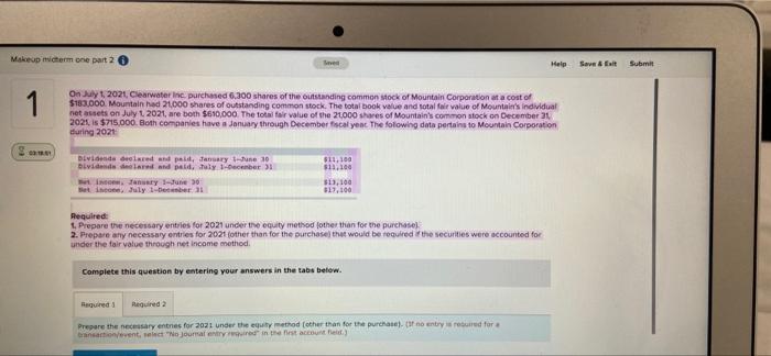 Help Save & Ext Makeup midterm one part 2 1 On July