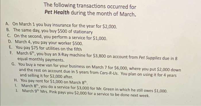 Don't forget record Previous Month Balance Adjusting Entries: End of Period March