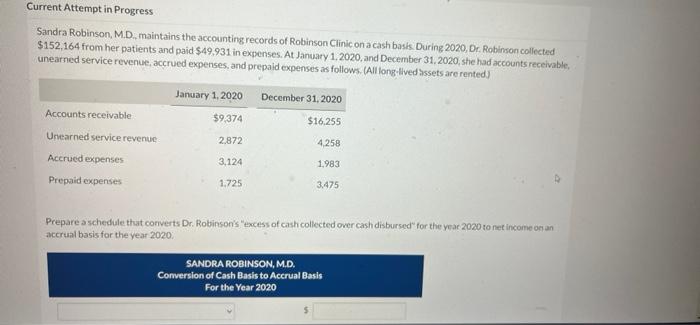 Current Attempt in Progress Sandra Robinson, M.D., maintains the accounting records of