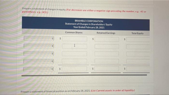 fiscal year, February 28, 2021: Accounts payable 13,300 Income tax payable 4,700