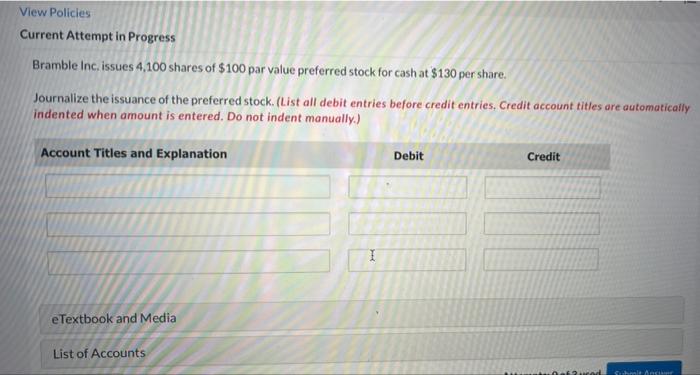 View Policies Current Attempt in Progress Bramble Inc. issues 4,100 shares of