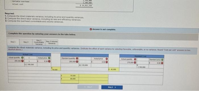 the following standard costs per unit for its single product Direct materials