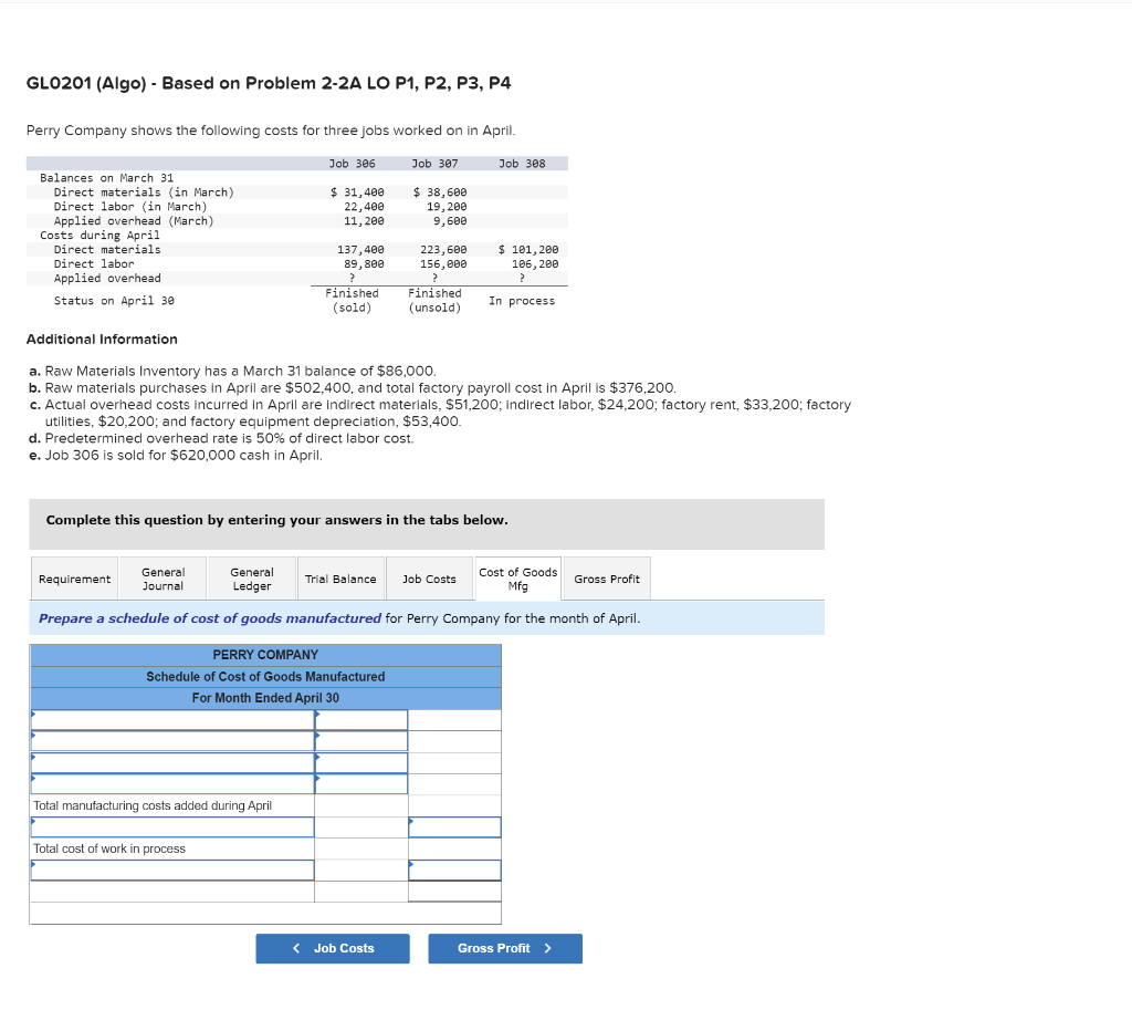 April. Balances on March 31 Direct materials (in March) Direct labor (in