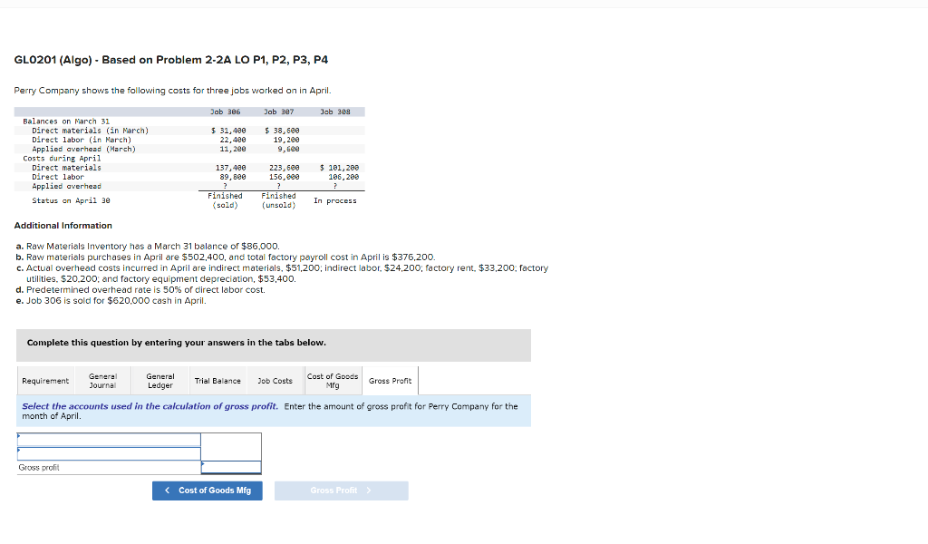March) Applied overhead (March) Costs during April Direct materials Direct labor Applied