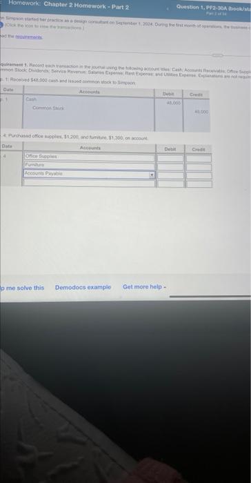 Homework: Chapter 2 Homework - Part 2 Question 1, PF2-30A (book/sta PHILIESE