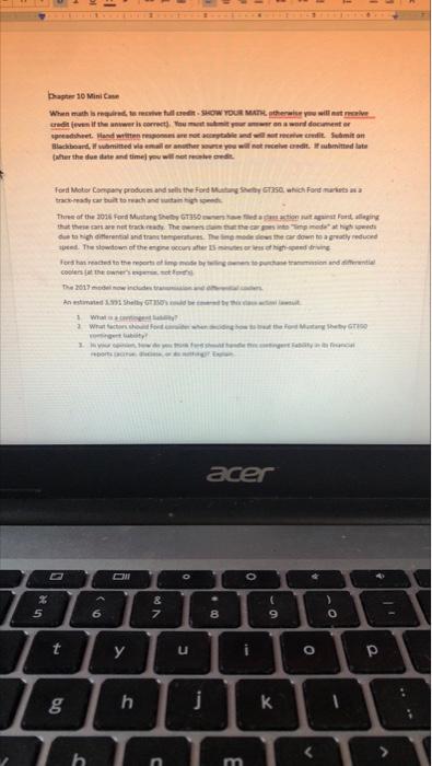 55 D 90 g Chapter 10 Mini Case When math is required