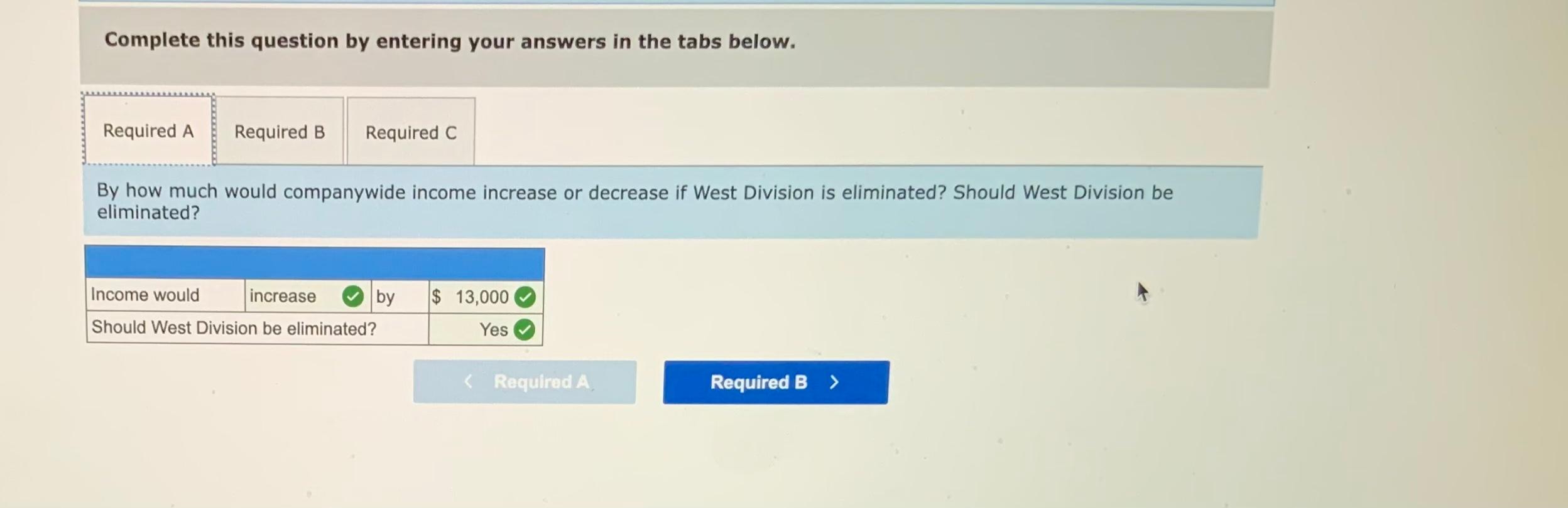 elimination decisions Adams Transport Company divides its operations into four divisions. A