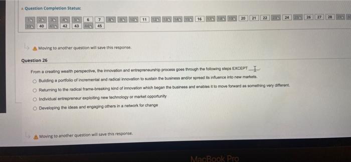 Question Completion Status: 6 7 11 16 20 21 22 24 26