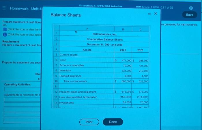 presented for Hall Industries, (Click the icon to view the income statement.)