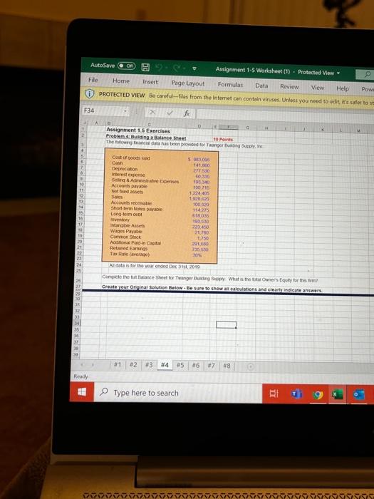AutoSave File Assignment 1-5 Worksheet (1) Protected View Formulas Data Review View