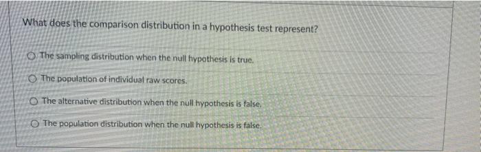 What does the comparison distribution in a hypothesis test represent? O The