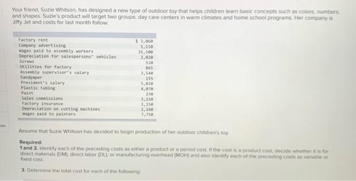 missing values in the table: Prime Conversion Case Cost Cost Direct Materials
