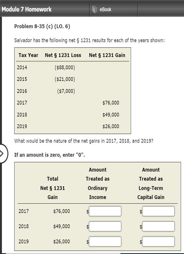 Module 7 Homework eBook Problem 8-35 (c) (LO. 6) Salvador has the