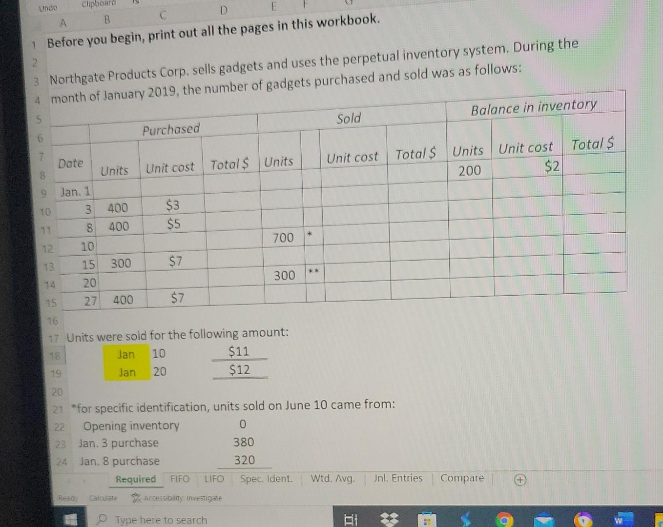 Undo Clipboard A B C D 1 Before you begin, print out