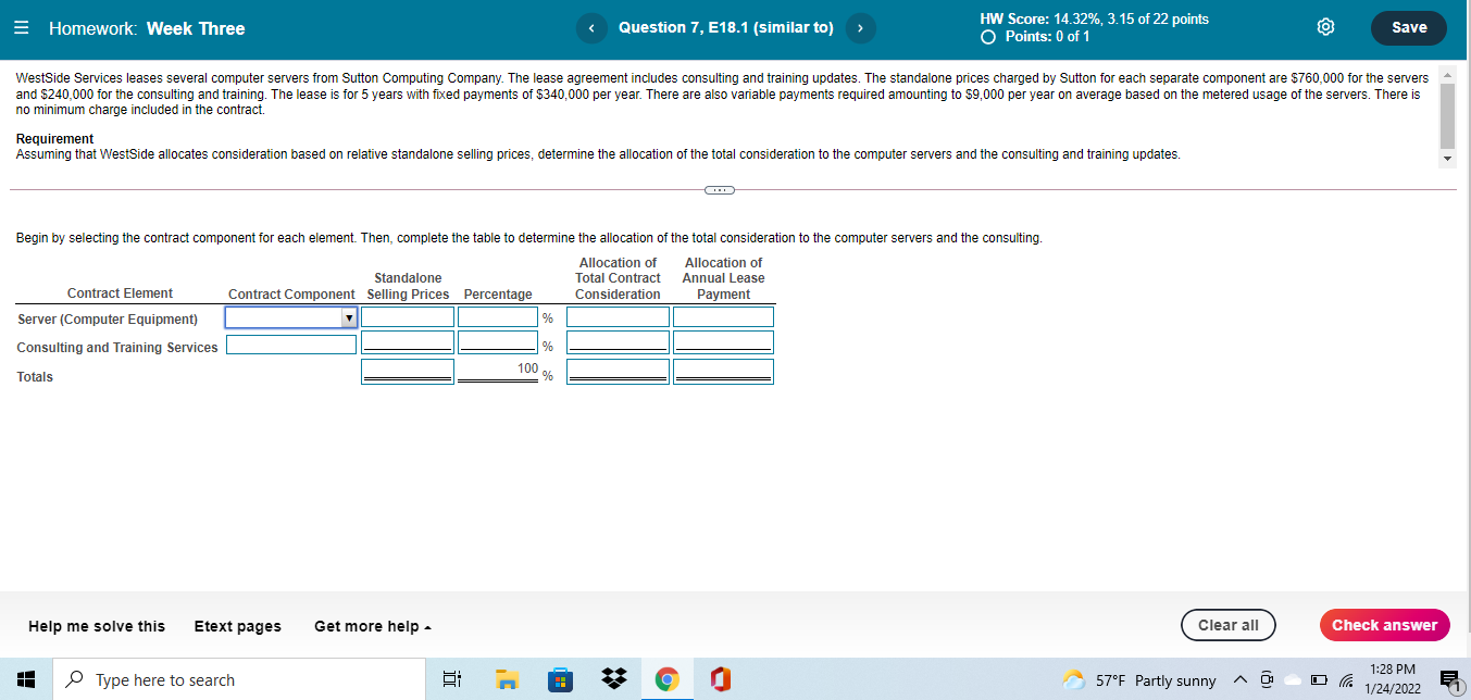 = Homework: Week Three Question 7, E18.1 (similar to) HW Score: 14.32%,