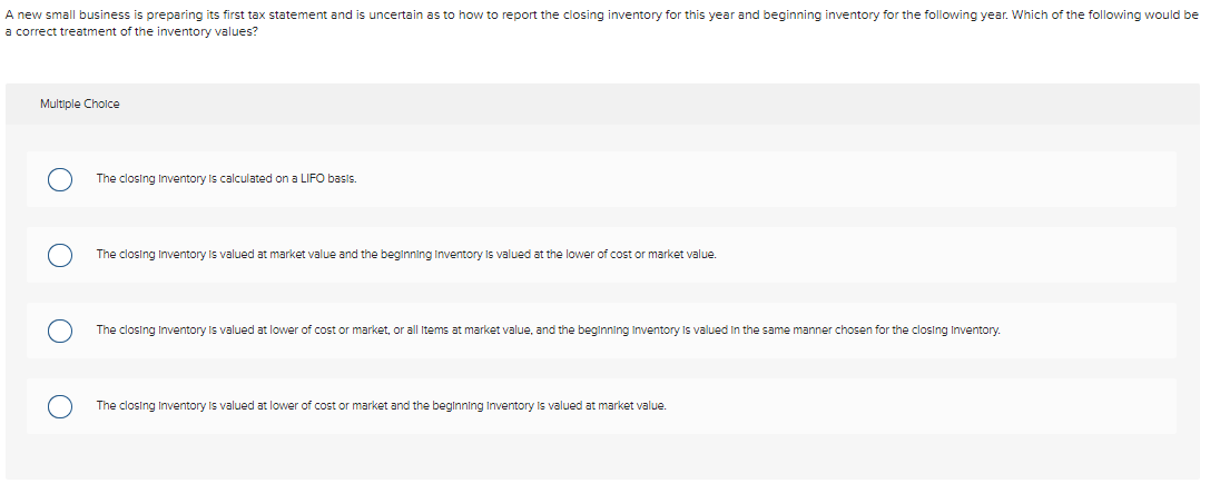 A new small business is preparing its first tax statement and is