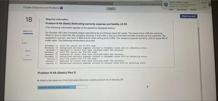 Chapter 9 Exercises and Problems 18 Required information Seater 18. Oven 31