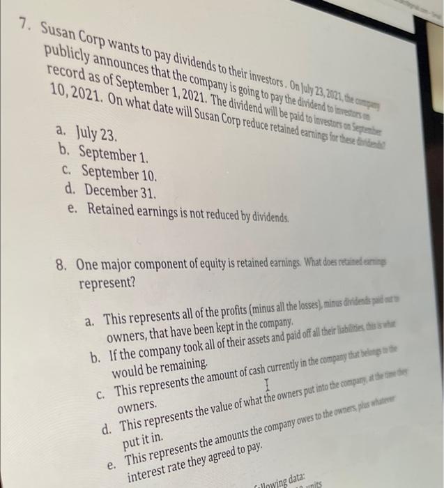 represent? a. If the company took all of their assets and paid