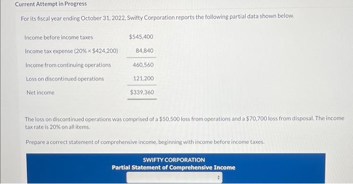 Current Attempt in Progress For its fiscal year ending October 31, 2022,