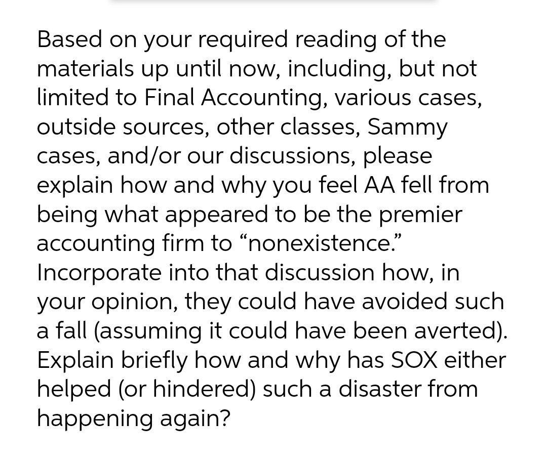 Based on your required reading of the materials up until now, including,