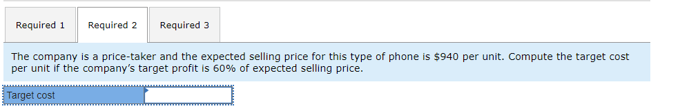 new phone will require $244 of direct materials; $24 of direct labor;