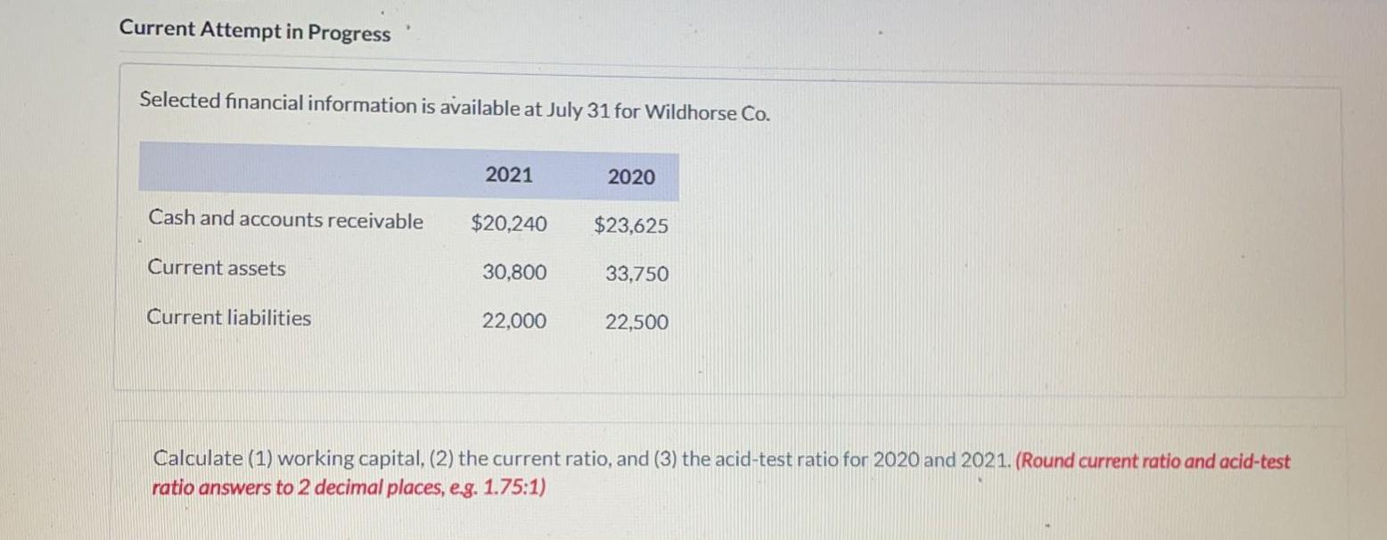 Current Attempt in Progress Selected financial information is available at July 31