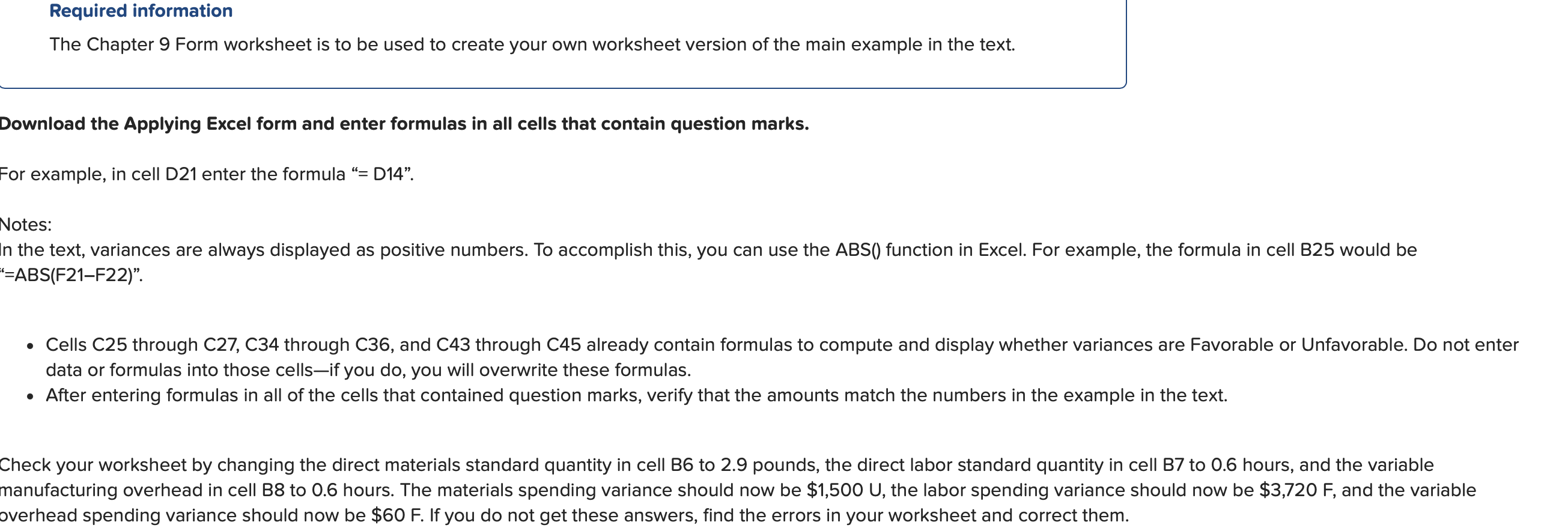 Required information The Chapter 9 Form worksheet is to be used to