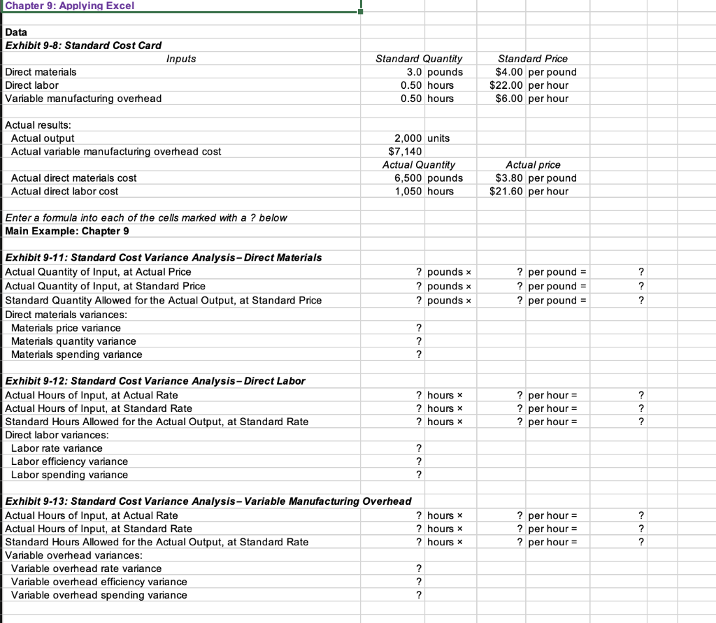 create your own worksheet version of the main example in the text.