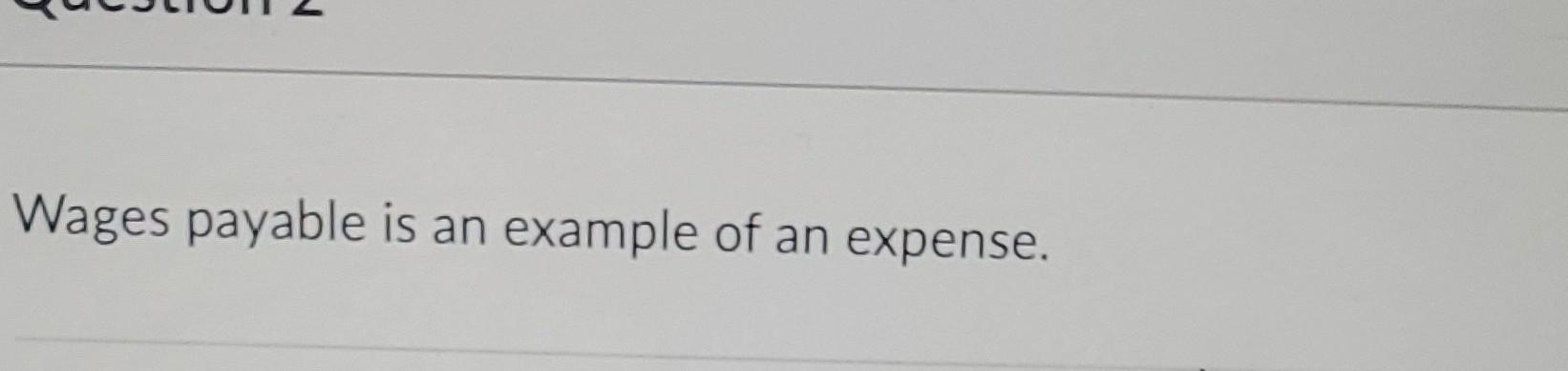 Wages payable is an example of an expense.