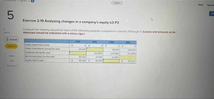 missing amount for each of the following separate companies in columns Bthrough