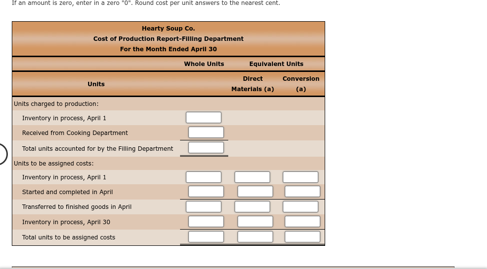 entered from the cooking process at the beginning of the filling process.