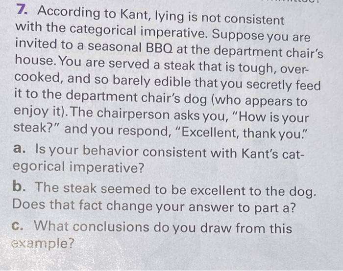 on exams is not consistent with the categorical imperative. 2. While there