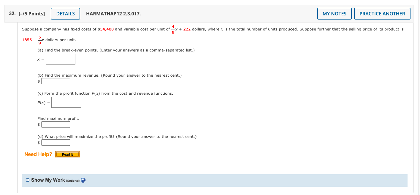 32. [-/5 Points] DETAILS HARMATHAP12 2.3.017. MY NOTES PRACTICE ANOTHER Suppose a
