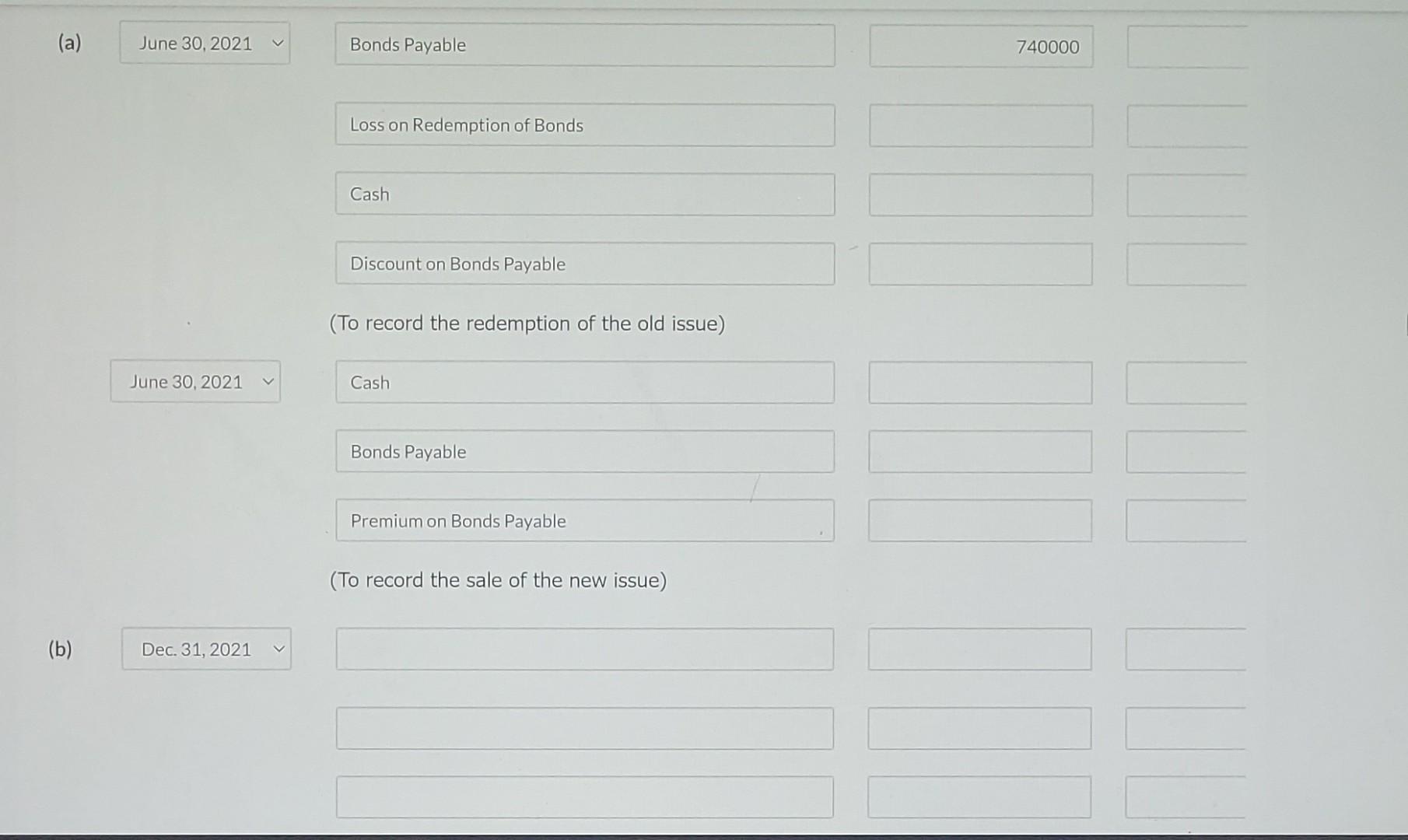 bonds with a par value of $740,000 due in 20 years. They