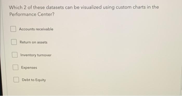 Which 2 of these datasets can be visualized using custom charts in