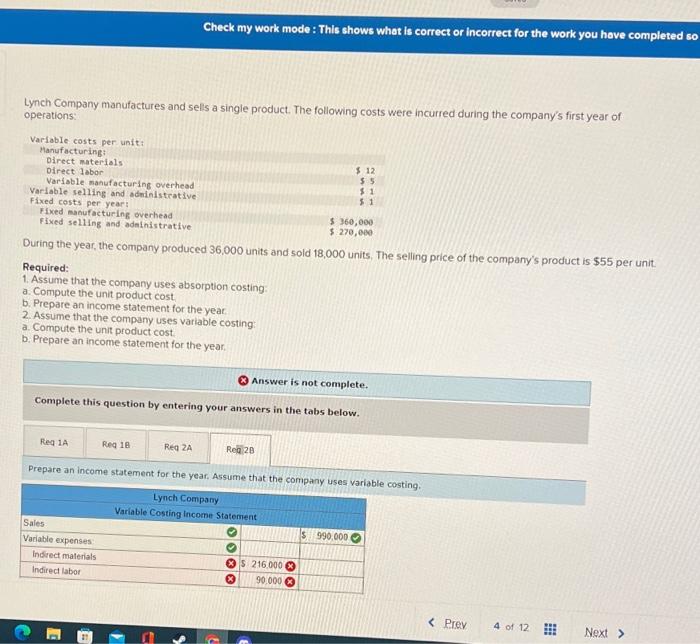 Check my work mode: This shows what is correct or incorrect for