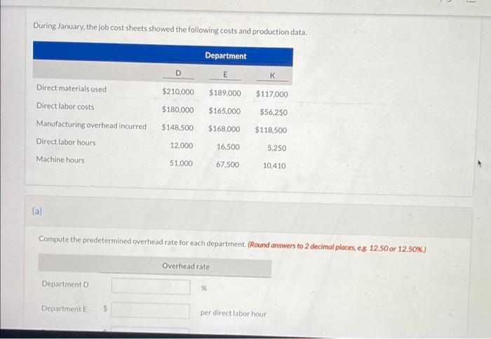 cost system in each of its three manufacturing departments. Manufacturing overhead is